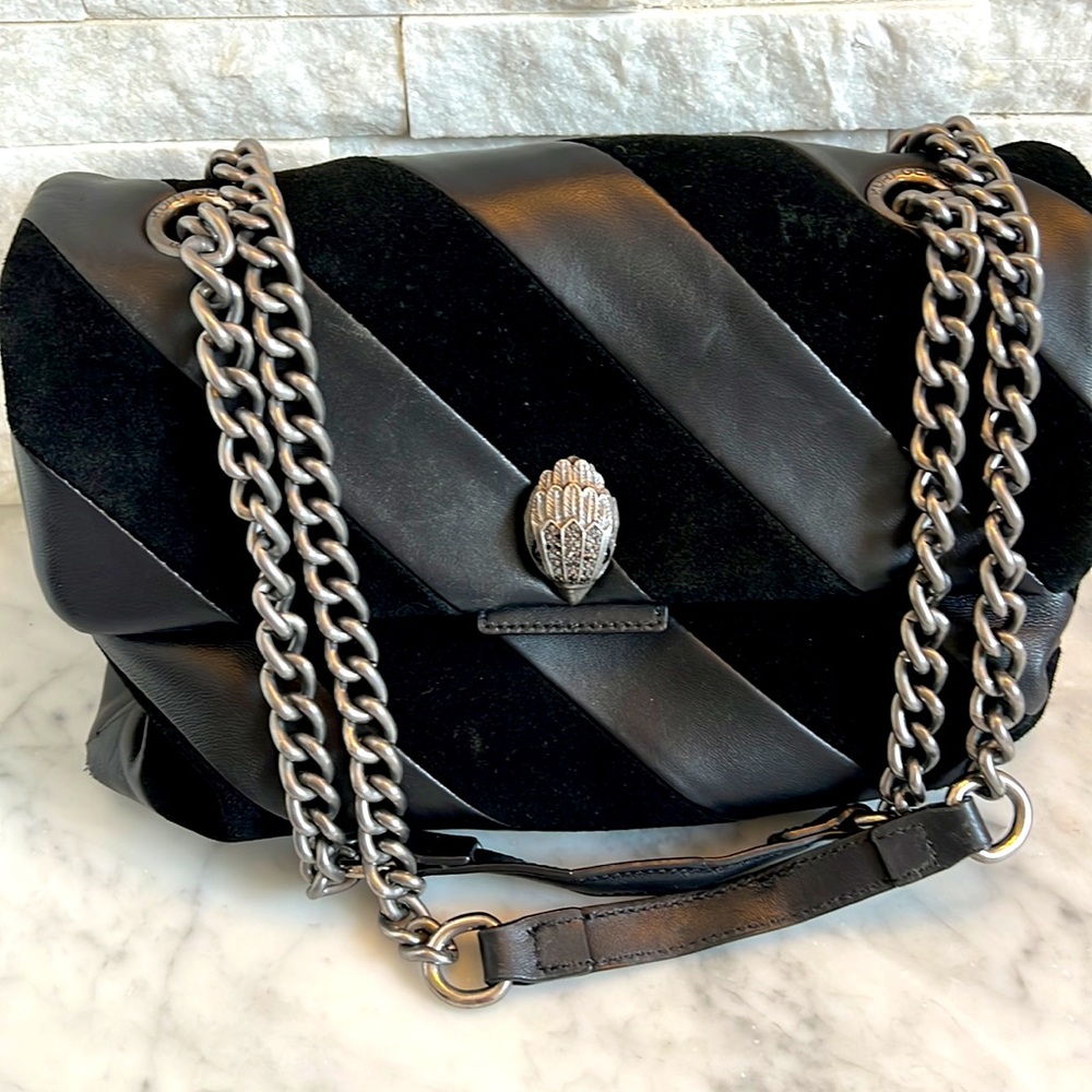 Kurt Geiger Black Leather and Suede Bag